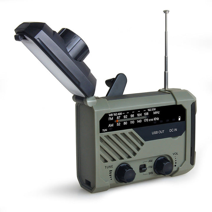 BowLift | Solar Hand-cranked Flashlight, with LED Lights, Built-in Radio, S.O.S Alarm and 4 Recharging Ways, for Camping, Wild, Home & More