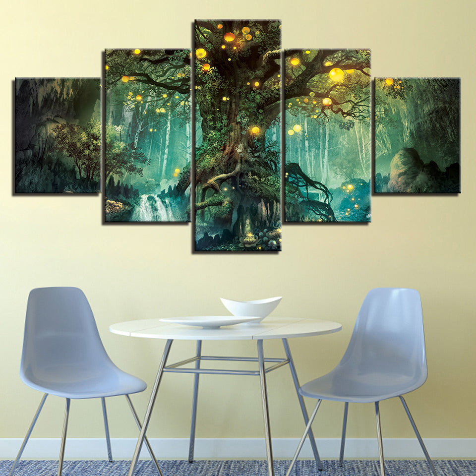 Magic Forest Trunk 5 Piece - Canvas Wall Art Painting | Bowlift