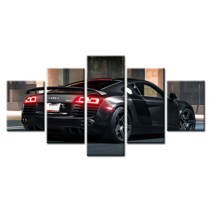 5 Piece Back Close Up Black Metallic Car - Canvas Wall Art Painting | Bowlift