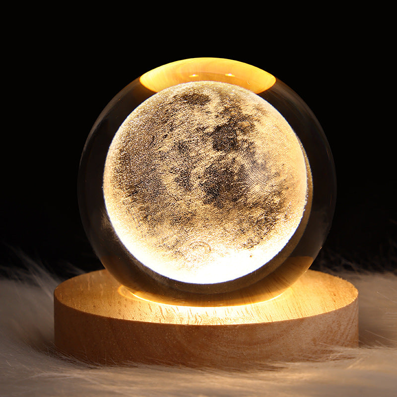 BowLift | LED Night Light Galaxy Crystal Ball Table Lamp 3D Planet Moon Lamp Bedroom Home Decor For Kids Party Children's Birthday Gifts