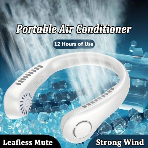1pc Portable Neck Fan Electric Wireless Fan Rechargeable USB Mini Fan Bladeless Personal Fan Hanging Neck Cooler For Outdoor Sports | Bowlift