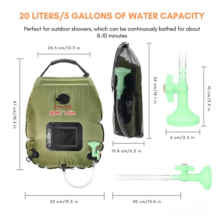 SolarFlow Portable Shower — Experience warm freedom and freshness wherever the adventure calls | Bowlift