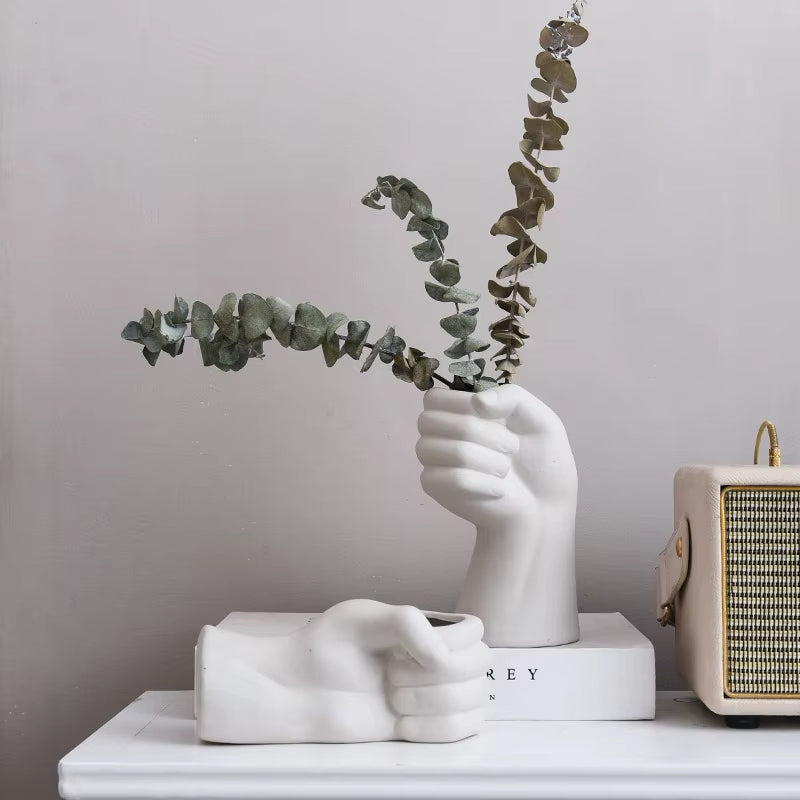 Artistic Hand Gesture Ceramic TaBowliftetop Flower Vase | Bowlift