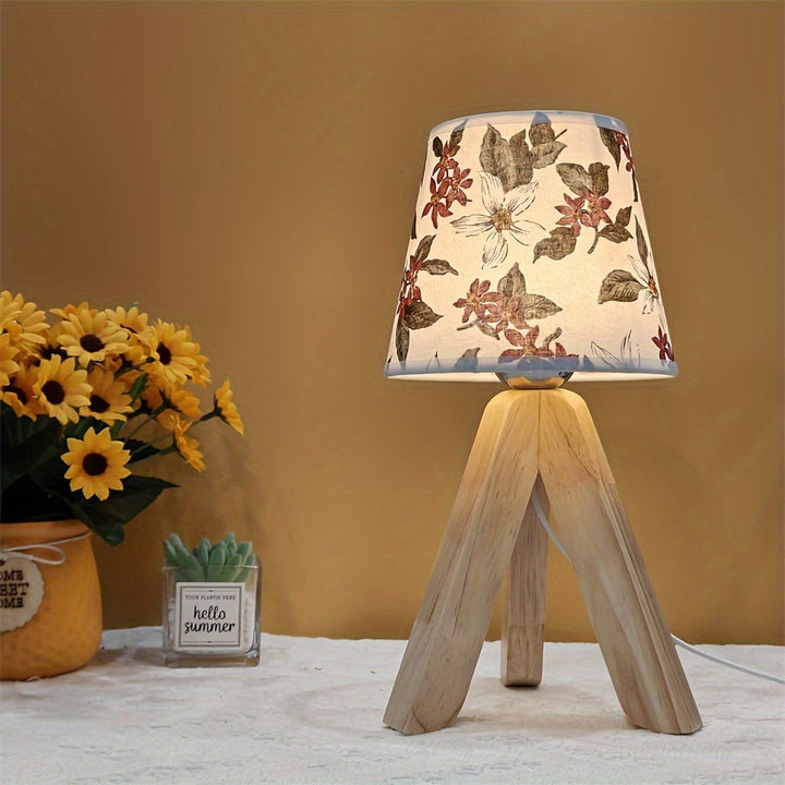 FloralGlow Lamp - Elegant LED Table Lamp with Wood Bowlift