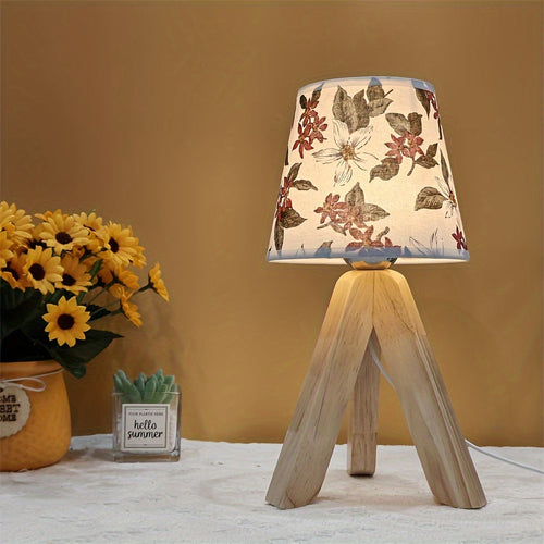 FloralGlow Lamp - Elegant LED Table Lamp with Wood Bowlift
