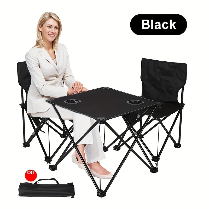 BowLift | Foldable Garden Seating Group Campafleur | 2 Chairs & 1 Table | Floral Pattern | Portable & Weatherproof