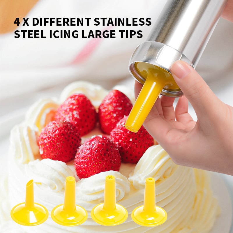 BowLift | Cookie Press Kit | 20 Stainless Steel Discs & 4 Nozzles | Adjustable Size & Easy Clean | BakeJoy