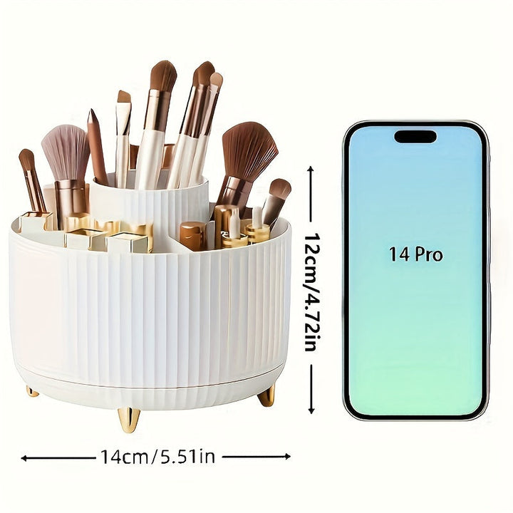 BowLift | GlamSpin – 360° Rotating Makeup & Desk Organiser with 5 Compartments