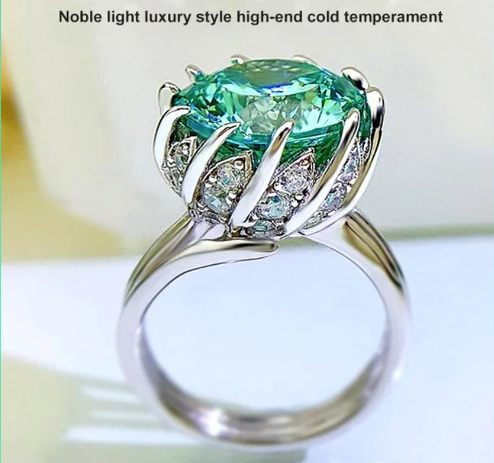 BowLift | 6 Carat Paraiba Blue-green Lotus Diamond Ring