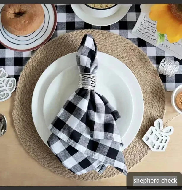 2PCS Plaid Cloth Napkin Square Napkin Western Napkin Nordic Style | Bowlift