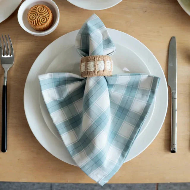 2PCS Plaid Cloth Napkin Square Napkin Western Napkin Nordic Style | Bowlift