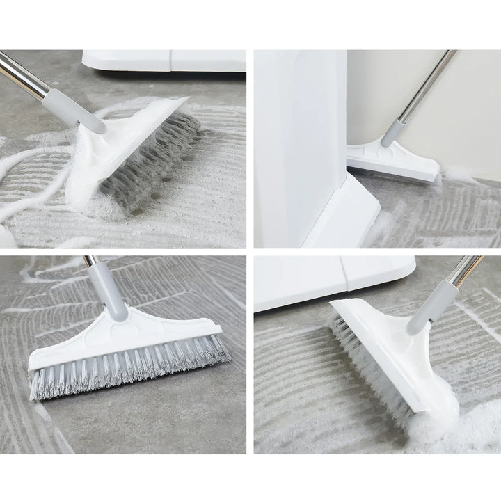 2 In 1 Floor Scrub Brush with Window Squeegee 120 Degrees Rotatable Long Handle Bowlift