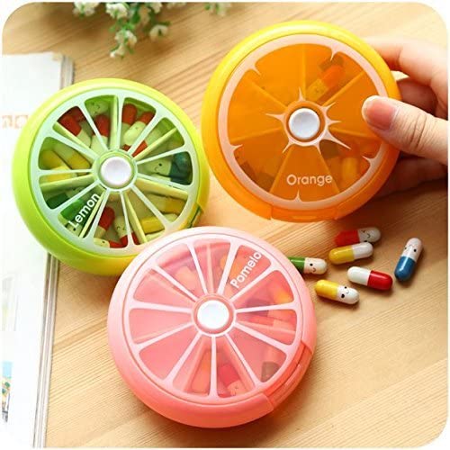 Plastic Pill Storage Organizer - Pills Round Case Box For Traveling Bowlift