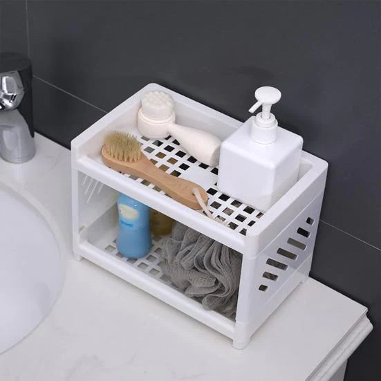 Double Layer Plastic Stroge Organizer Shelf Bowlift