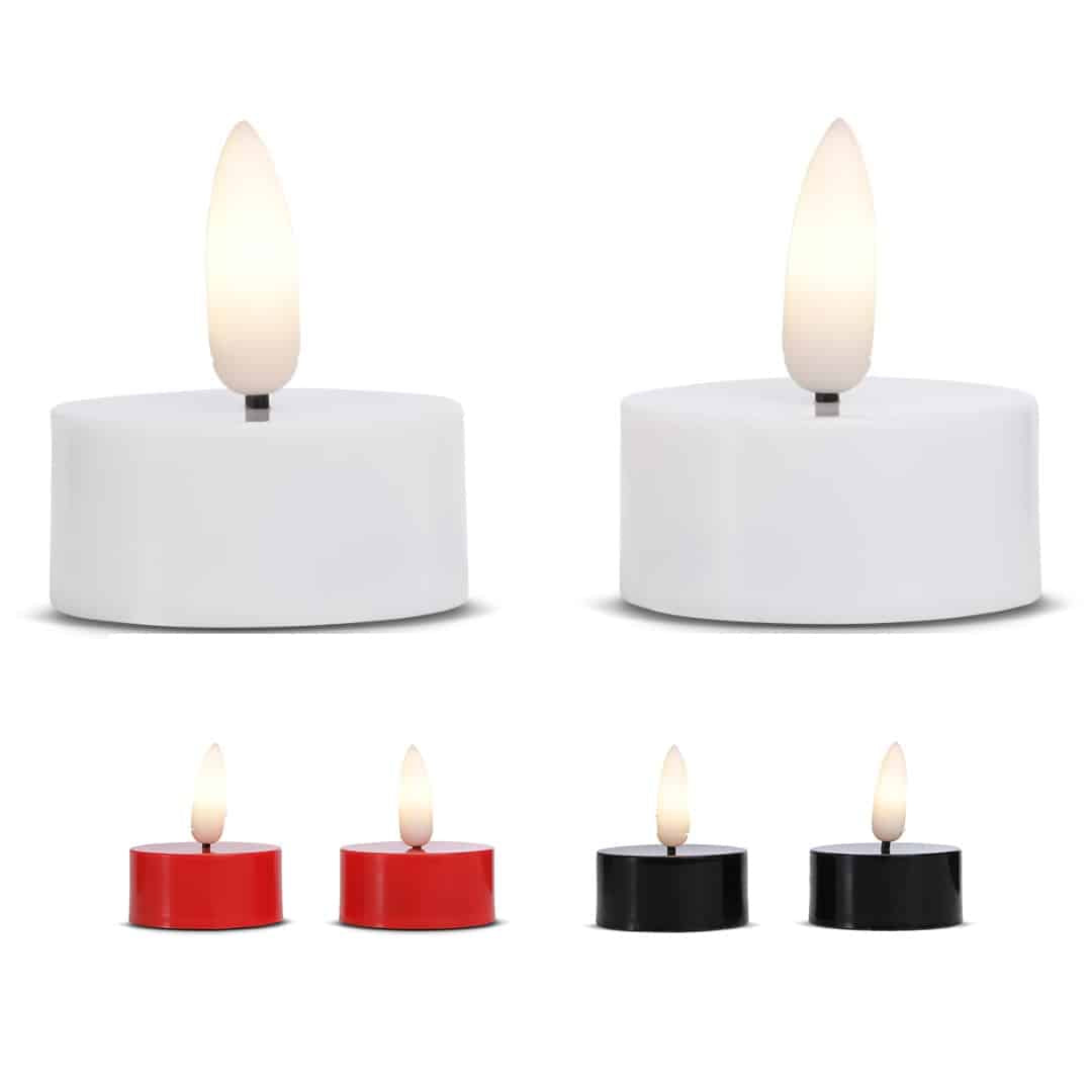 LED Tea Light made of plastic with realistic moving flame 3.8x2cm (2 pcs.) | Bowlift