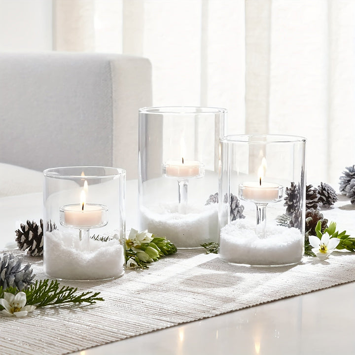 BowLift | PureLight - Trio of Transparent Candle Holders for Elegant Tables