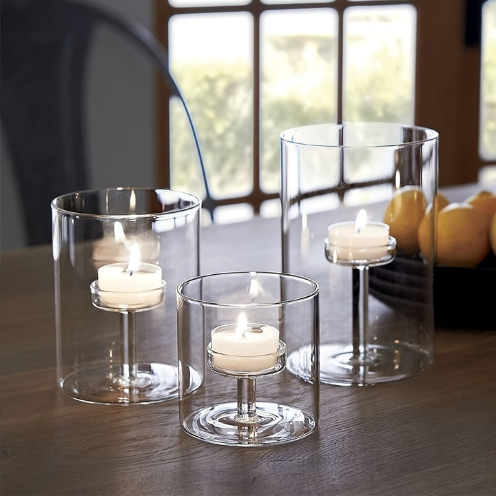 BowLift | PureLight - Trio of Transparent Candle Holders for Elegant Tables