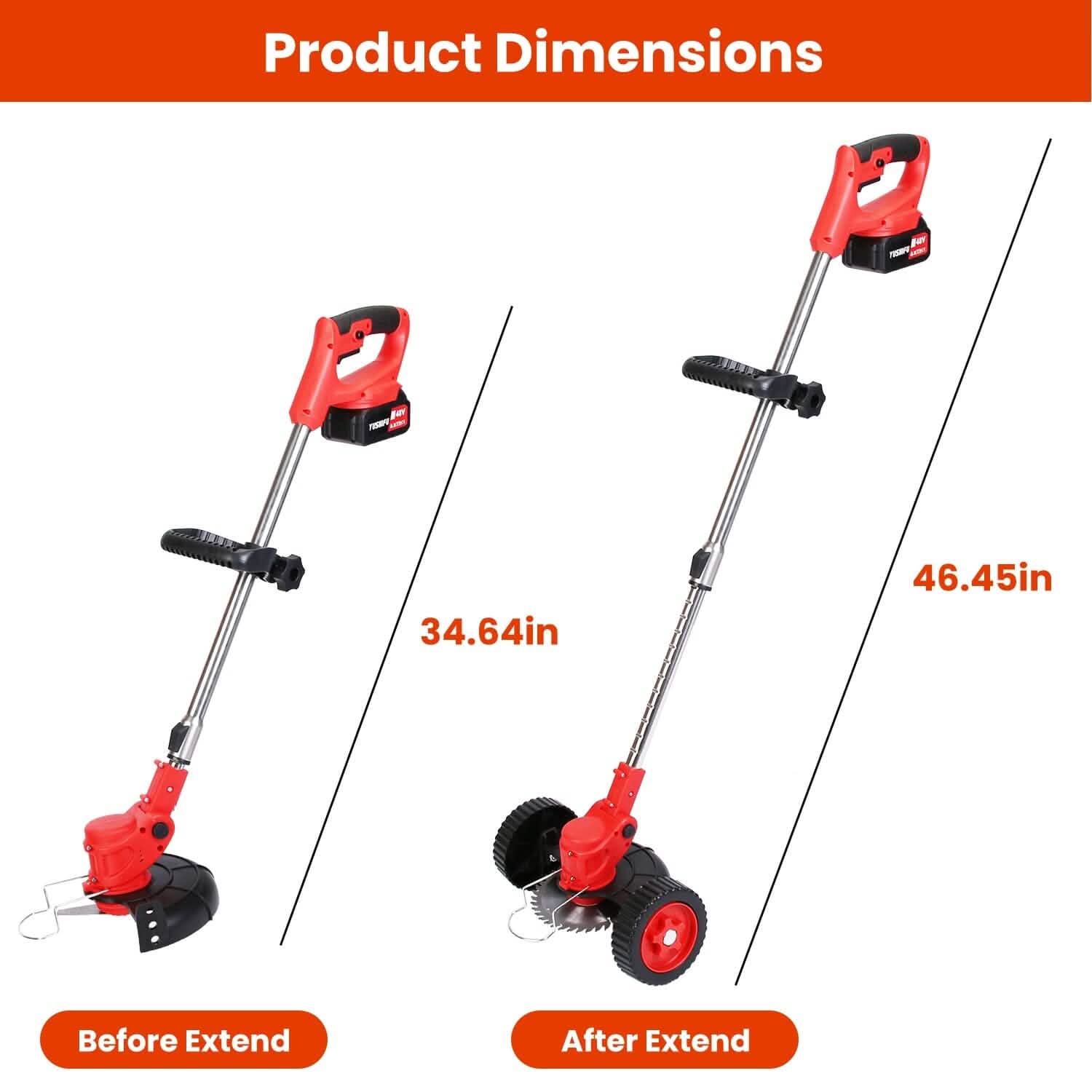 BowLift | 3-in-1 Electric Cordless Lawn Mower Battery-powered Grass Cutter with Wheels Adjustable Head with 2 Pieces 2500mAh Batteries