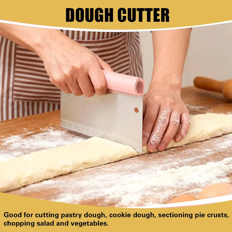 3-in-1 Stainless Steel Dough Scraper Set Bench Bowl Cake Pastry Scraper | Bowlift