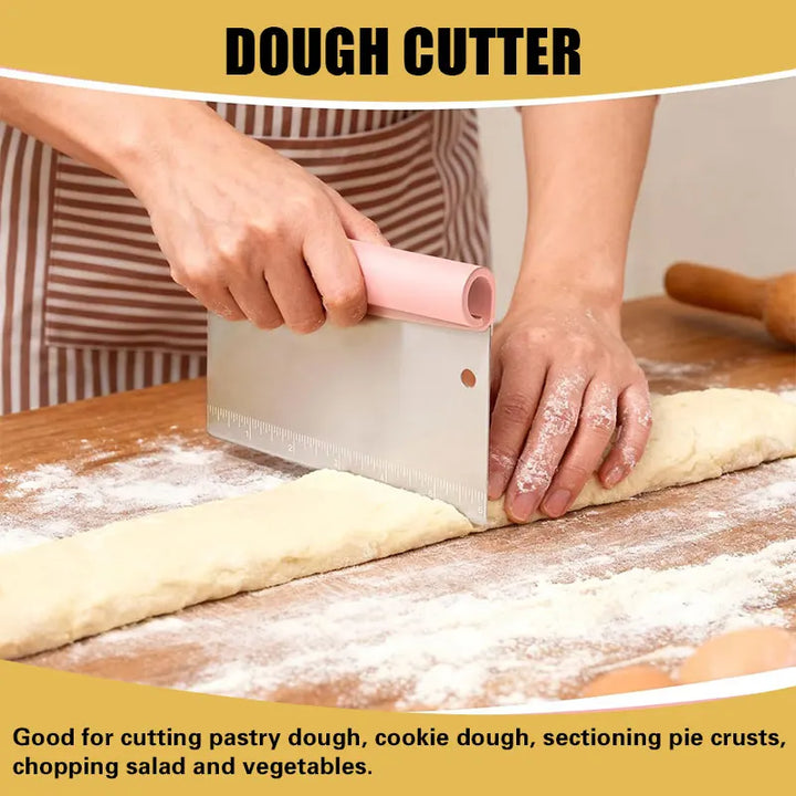 3-in-1 Stainless Steel Dough Scraper Set Bench Bowl Cake Pastry Scraper | Bowlift