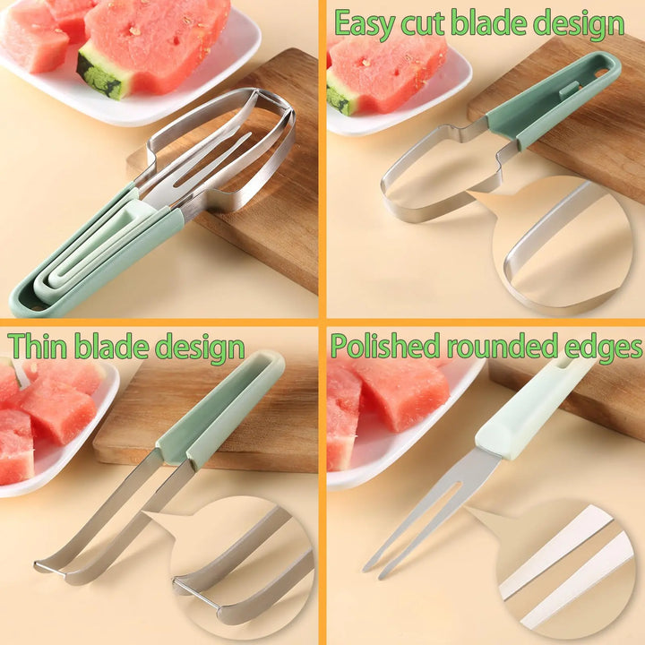 3-in-1 Watermelon Fork Slicer Stainless Steel Fruit Cutting Tool Set | Bowlift