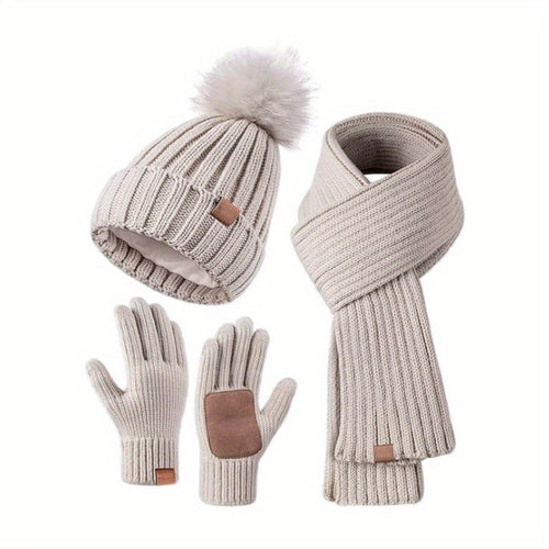 BowLift | 3-in-1 Knitted Winter Set with Hat, Scarf, and Touchscreen Gloves