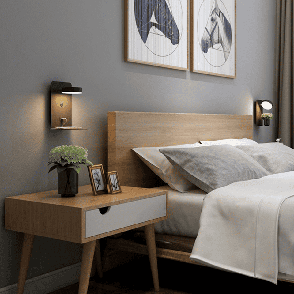 BowLift | LED Wall Light with Shelf | Soft Glow, Modern Design & Ideal for Creating a Festive Atmosphere in Your Bedroom