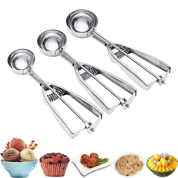 BowLift | 3-Piece Set: Stainless Steel Cookie Scooper with Trigger