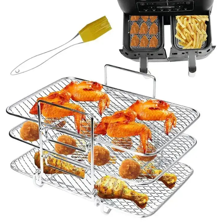 BowLift | 3-tier stainless steel air fryer rack for versatile cooking