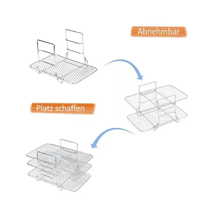 BowLift | 3-tier stainless steel air fryer rack for versatile cooking