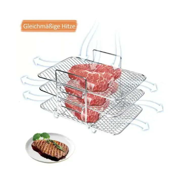 BowLift | 3-tier stainless steel air fryer rack for versatile cooking