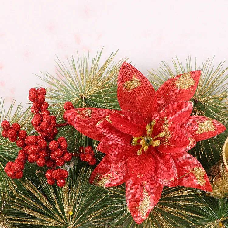 BowLift | Christmas Wreath Clover Wreath Natural Pine Decorative Christmas Garland with Frost