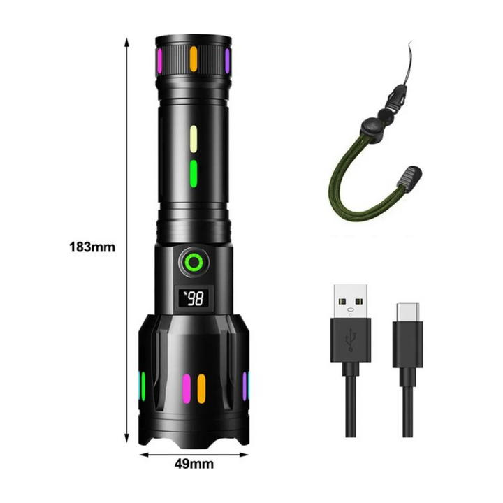 BowLift | LED Flashlight With Power Display – Rechargeable High-Performance Flashlight With Glass Breaker & USB-C