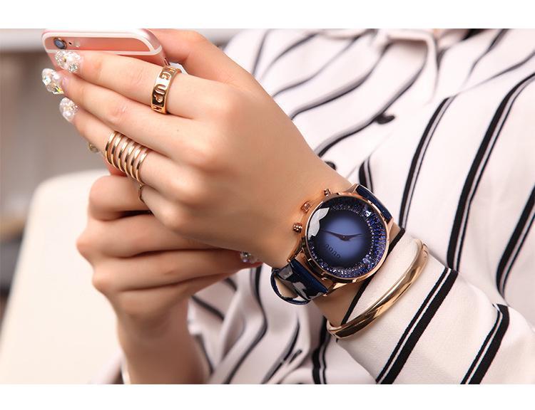 BowLift | Midnight Blue Luxury Diamond (Synthetic) Genuine Leather Ladies Watch