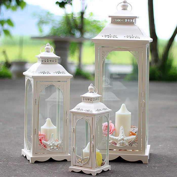 Ornamental Gothic Dome Lantern with Colored Glass Panels and Tealight Holder Bowlift