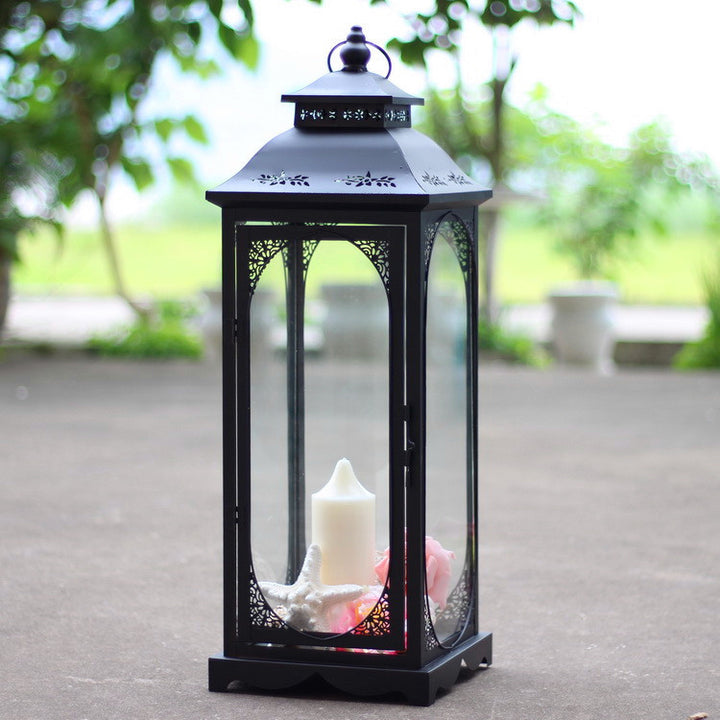 Antique-Style Metal and Glass Lantern Trio with Hinged Door and Carry Ring Bowlift
