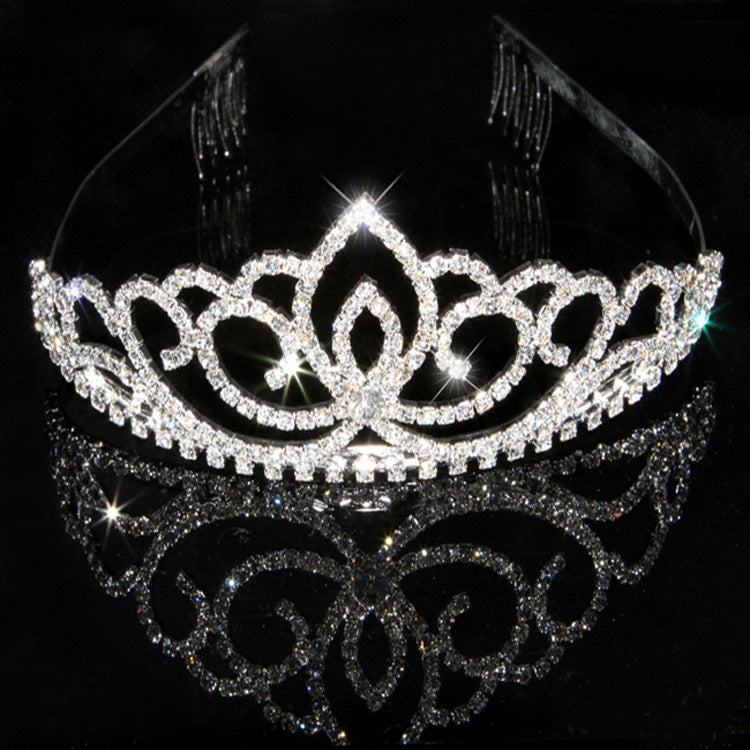 Ladies Elegant Rhinestone Tiara with Floral Design Bowlift