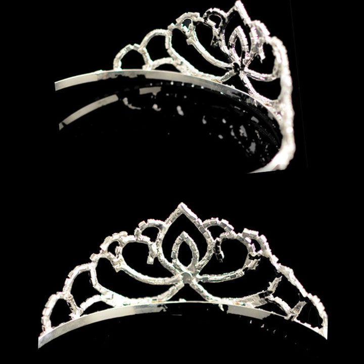 Ladies Elegant Rhinestone Tiara with Floral Design Bowlift