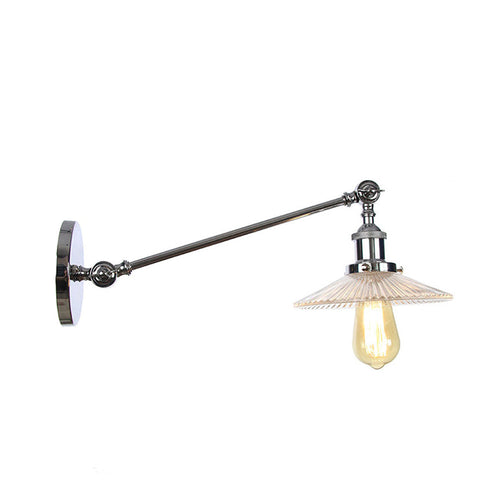 BowLift | Clear Ribbed Glass Bronze/Brass/Copper Wall Mounted Lamp Shade 1 Light Vintage Lighting Fixture, 8