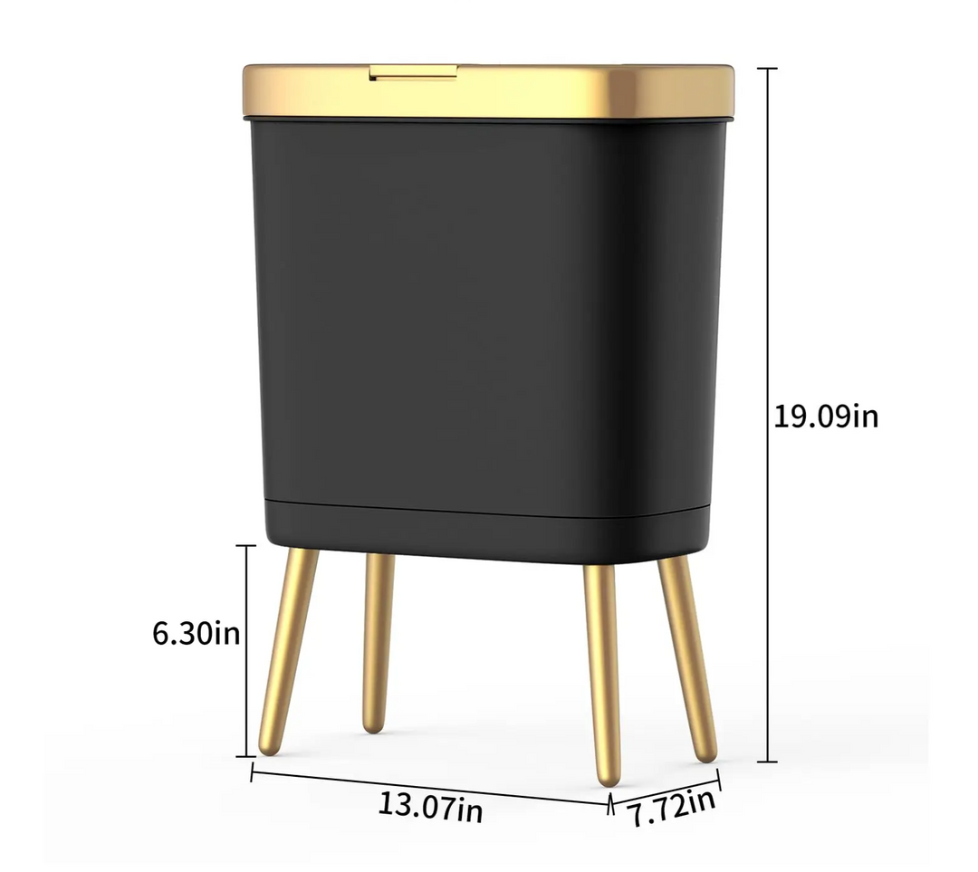 GoldenSlim Modern Trash Can with Lid Bowlift