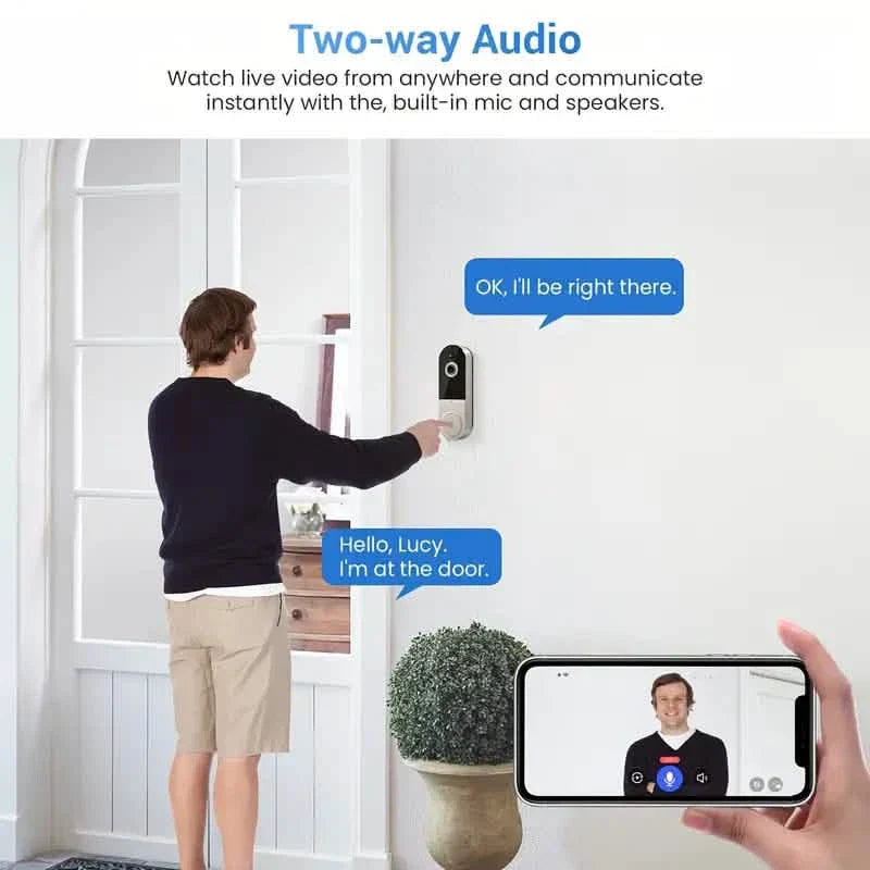 BowLift | 1080P HD Smart Doorbell Camera with AI Detection & Night Vision
