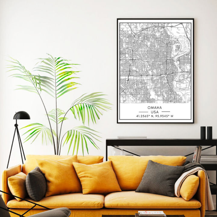 Omaha City Map - Canvas Wall Art Painting | Bowlift