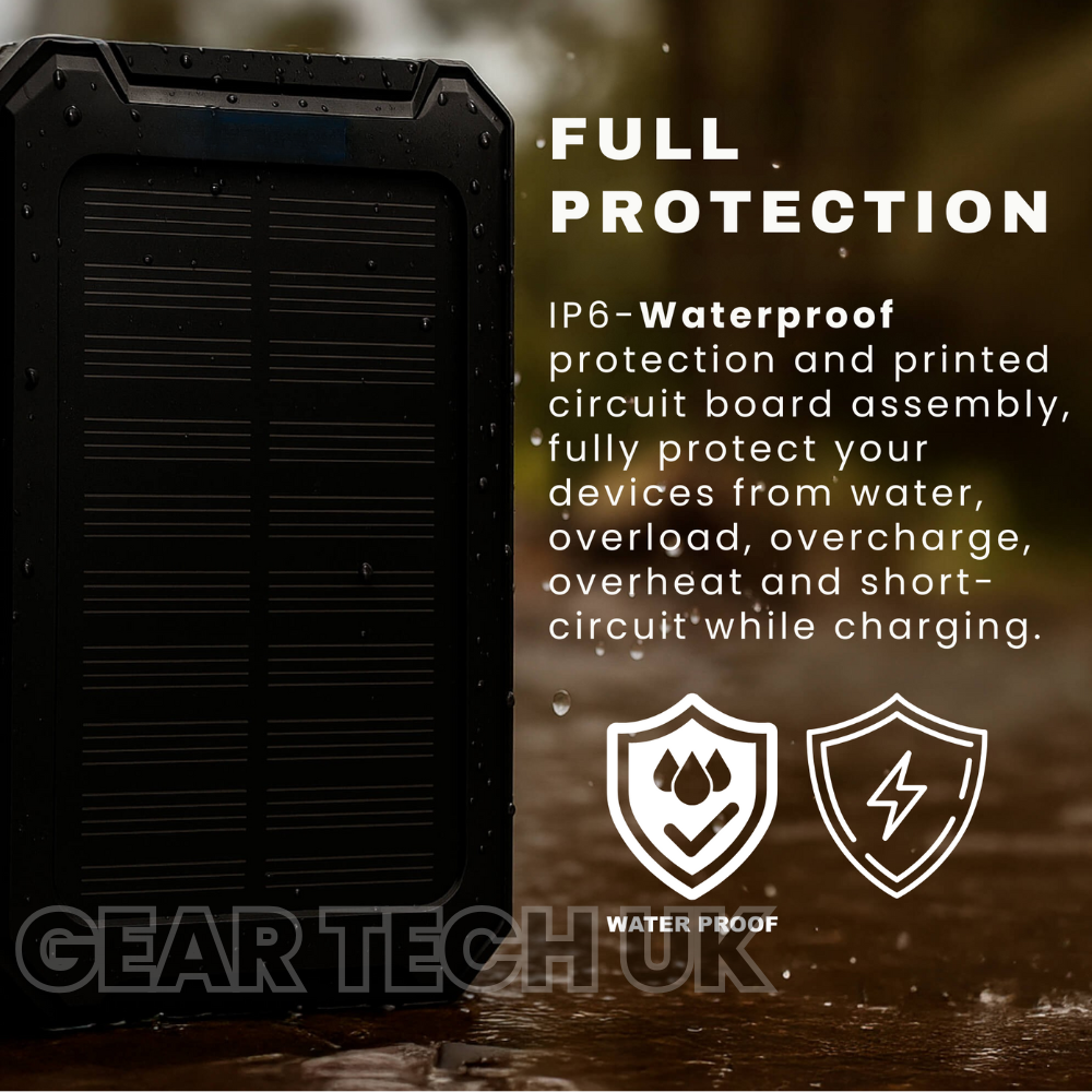 BowLift | Fishing Power Bank 50000 mah Waterproof Solar Charger | Fishing Battery Pack with USB-C Fast Charging & LED Light
