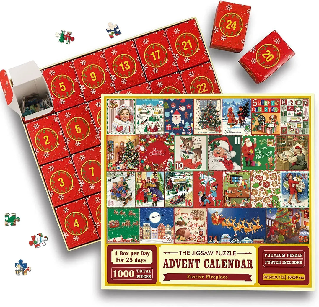 BowLift | Festive Fireplace Jigsaw Puzzle Christmas Countdown Calendar - Christmas Gift