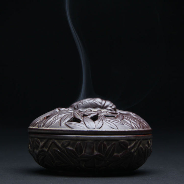 Elegant Leaf-Decorated Incense Burner