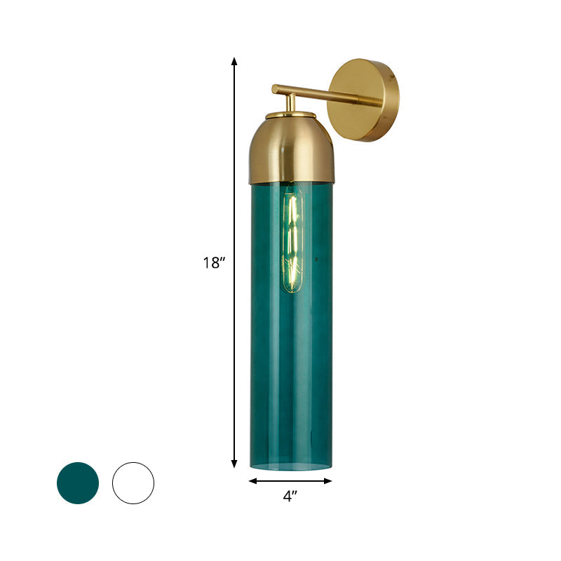 BowLift | Modernist Tubular Wall Light Cream/Green Glass 1 Head Living Room Wall Lighting with Metal Arm