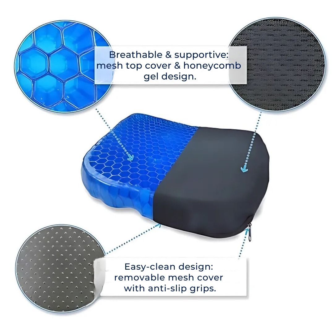 BowLift | Orthopedic Gel Seat Cushion | Pressure Relief, Tailbone Pain & Lower Back Support for Office Chair, Car & Wheelchair Use
