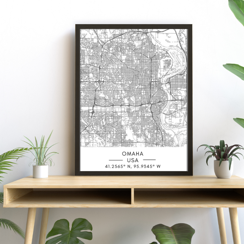 Omaha City Map - Canvas Wall Art Painting | Bowlift