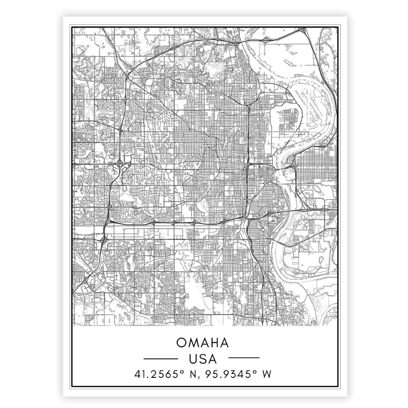 Omaha City Map - Canvas Wall Art Painting | Bowlift