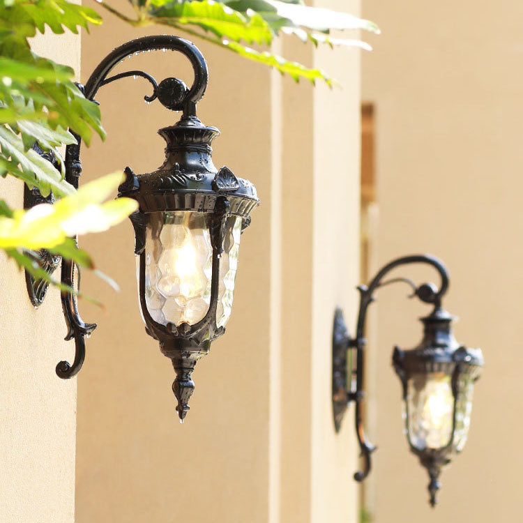 Traditional European Cylinder Lantern Aluminum Glass 1-Light Outdoor Wall Sconce Lamp For Outdoor Patio | Bowlift